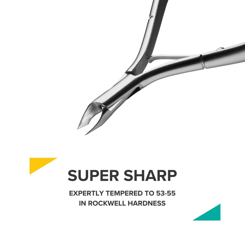 Rui Smiths Ultra-Premium Stainless Steel Cuticle Nippers - Professional Stainless Steel Cuticle Cutters - Spanish Handle, Rounded Box Joint, Matte Chrome Plated - 5mm Jaw, Single Spring - Image 2